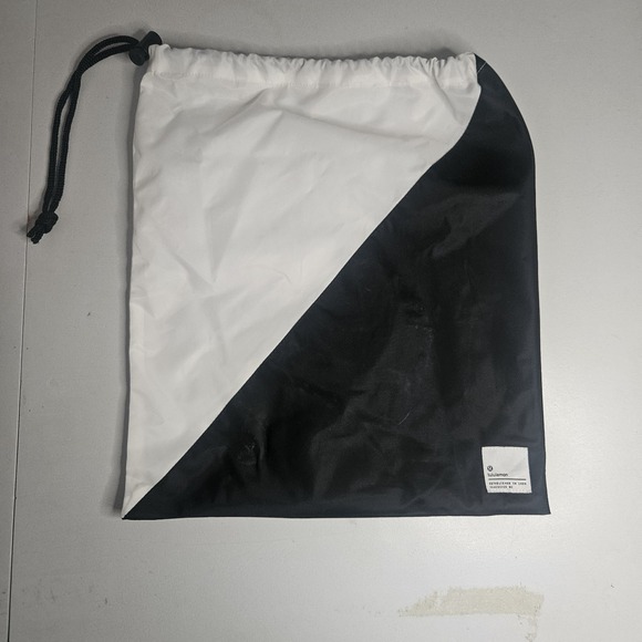 lululemon athletica Handbags - Lululemon Drawstring Storage Bag Black White Colorblock